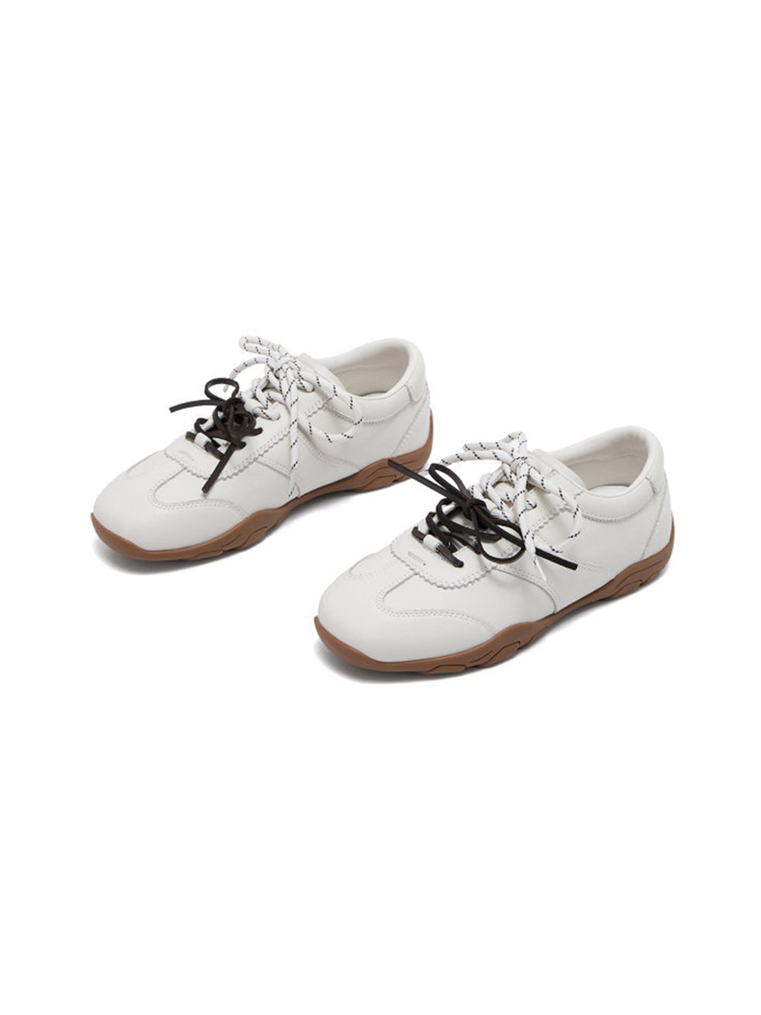Ivory Double-Lace Gum-Sole Retro Trainers - Skipkicks