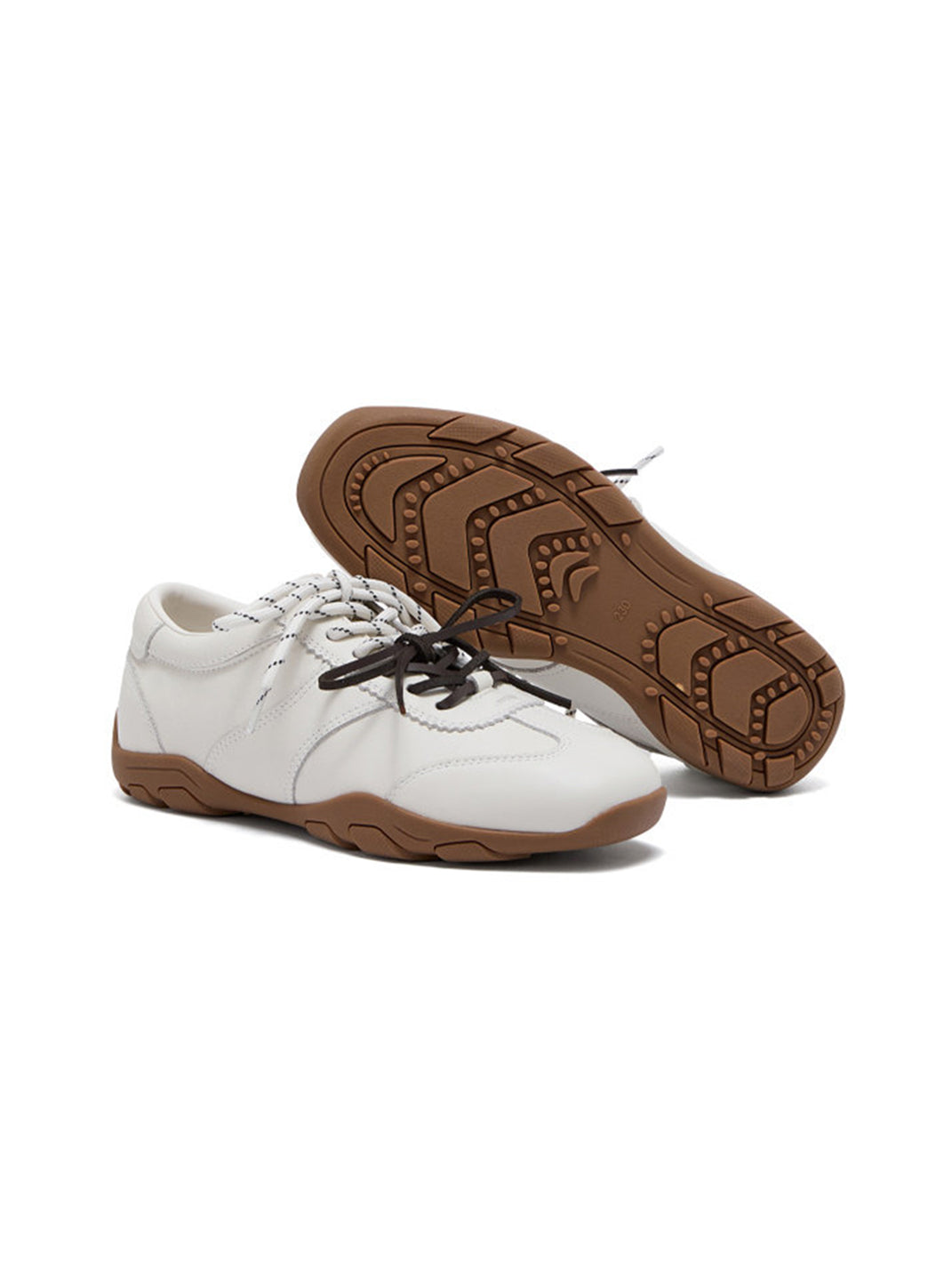 Ivory Double-Lace Gum-Sole Retro Trainers - Skipkicks