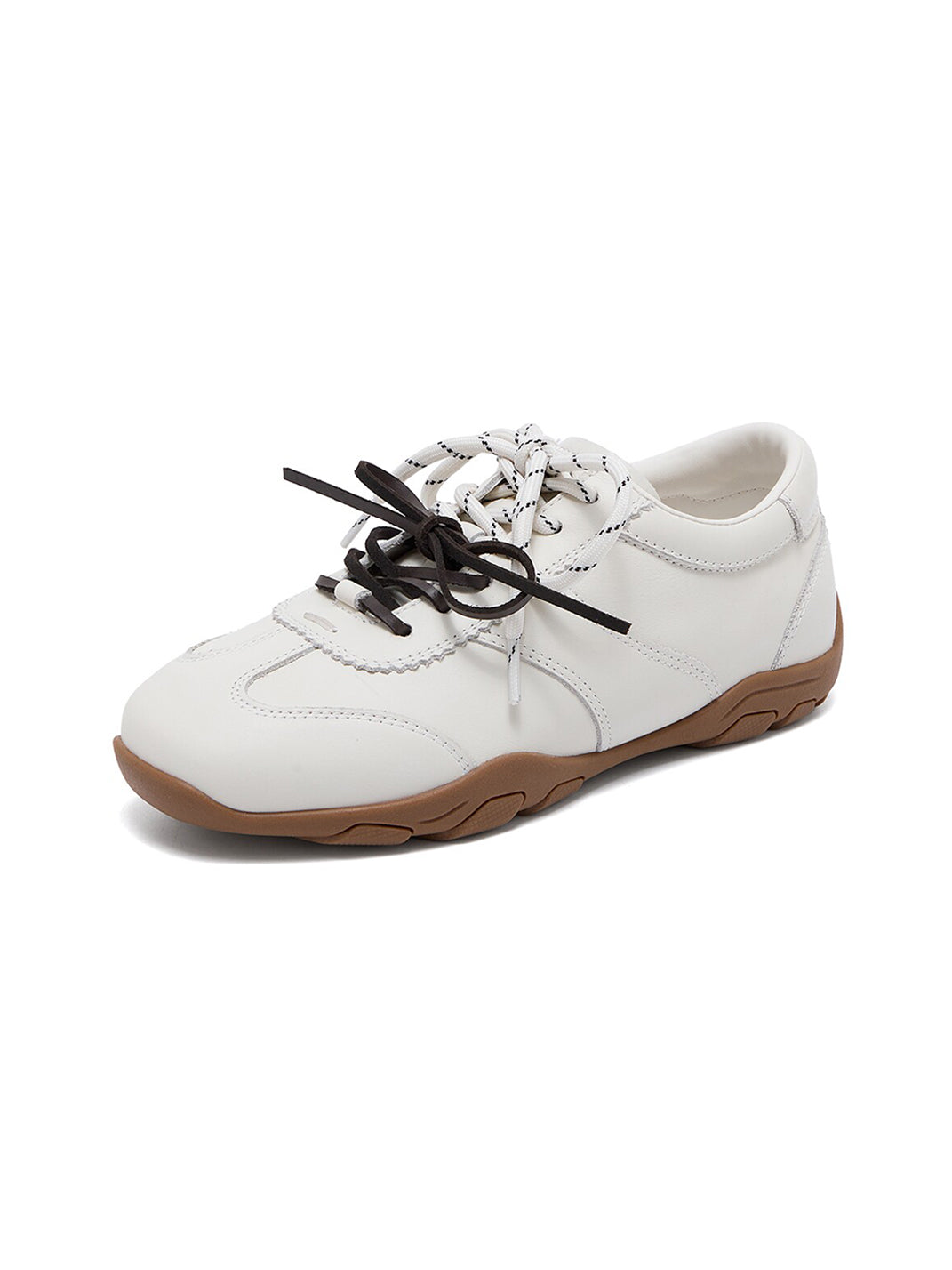 Ivory Double-Lace Gum-Sole Retro Trainers - Skipkicks
