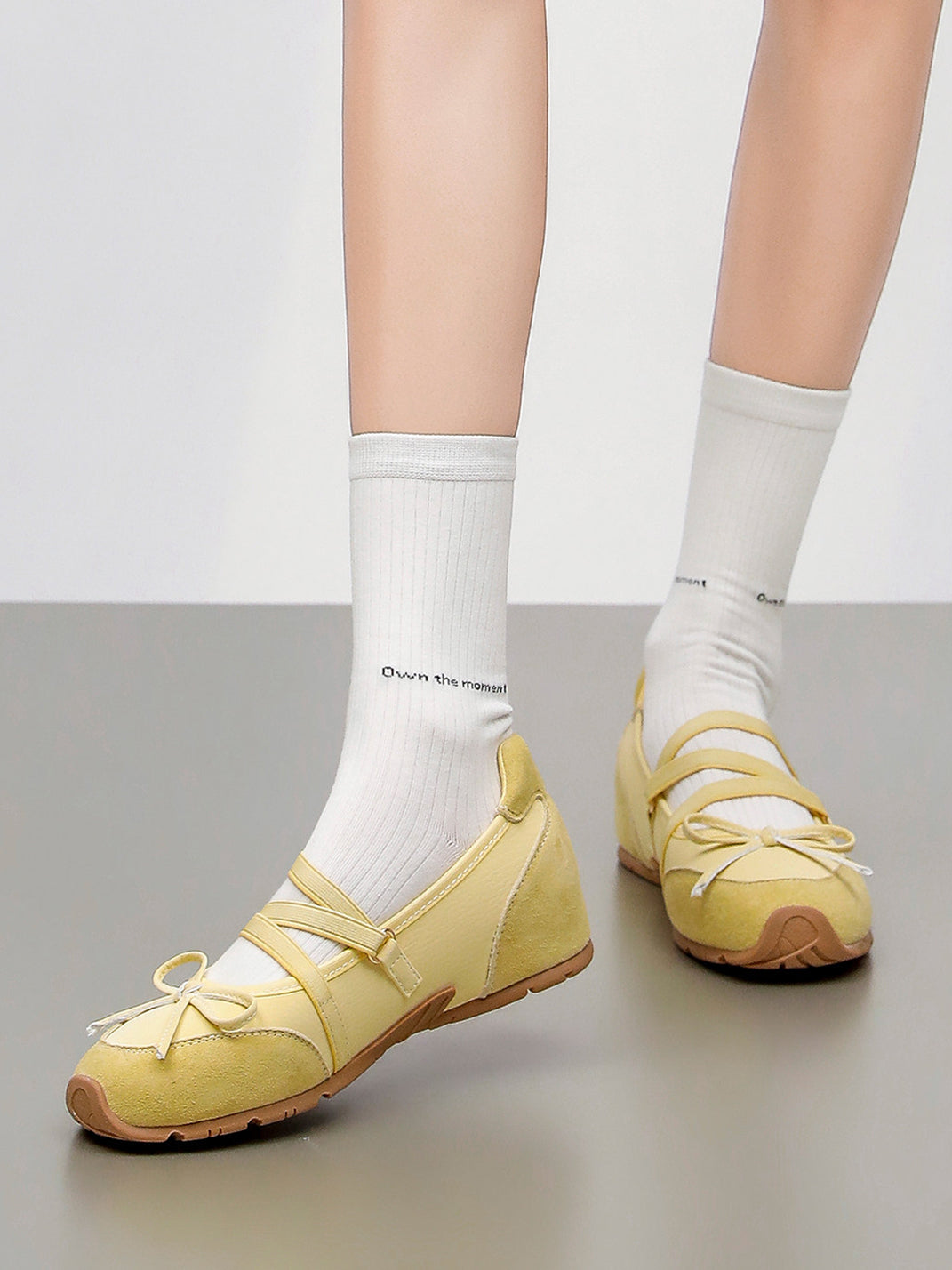 Sheer Mesh-Strap Mary Jane Ballet Flats - Skipkicks