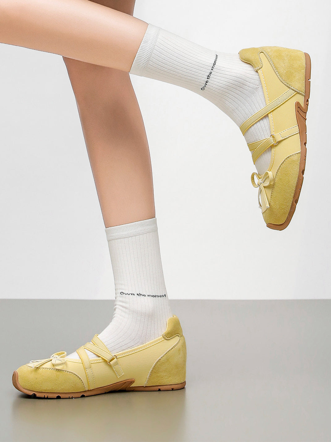 Sheer Mesh-Strap Mary Jane Ballet Flats - Skipkicks