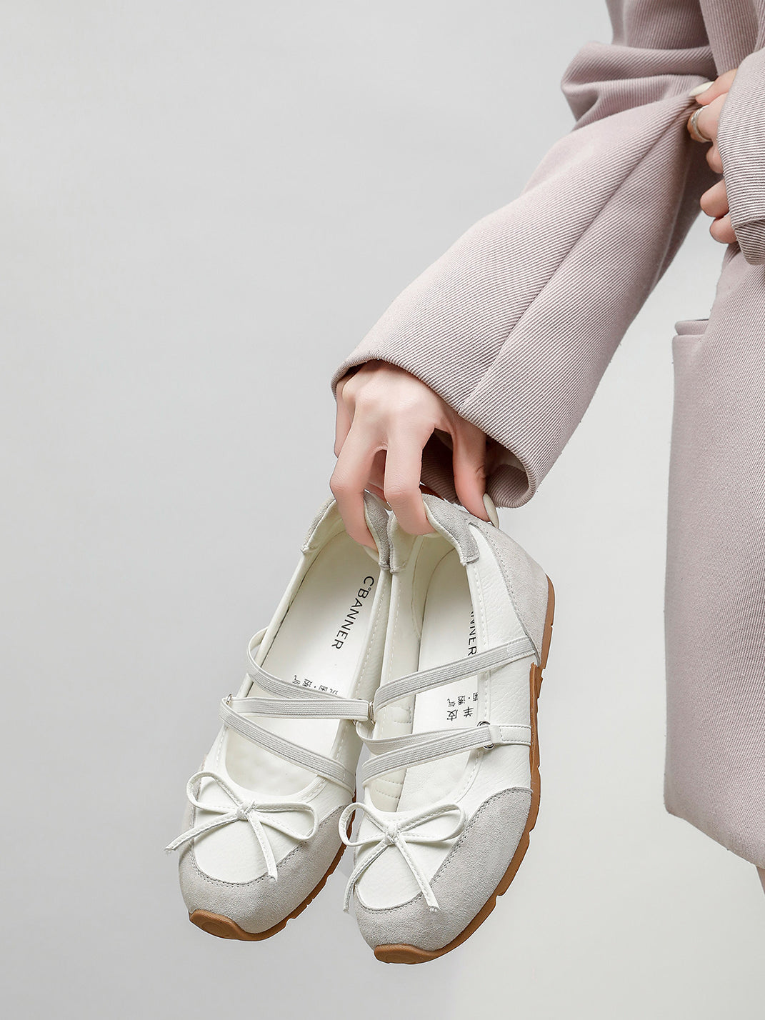 Sheer Mesh-Strap Mary Jane Ballet Flats - Skipkicks