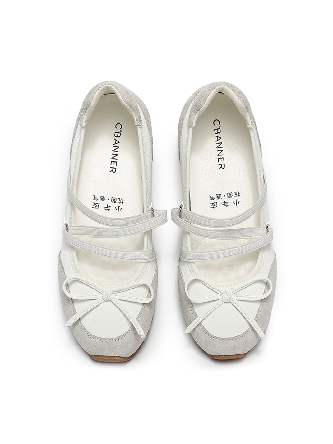 Sheer Mesh-Strap Mary Jane Ballet Flats - Skipkicks