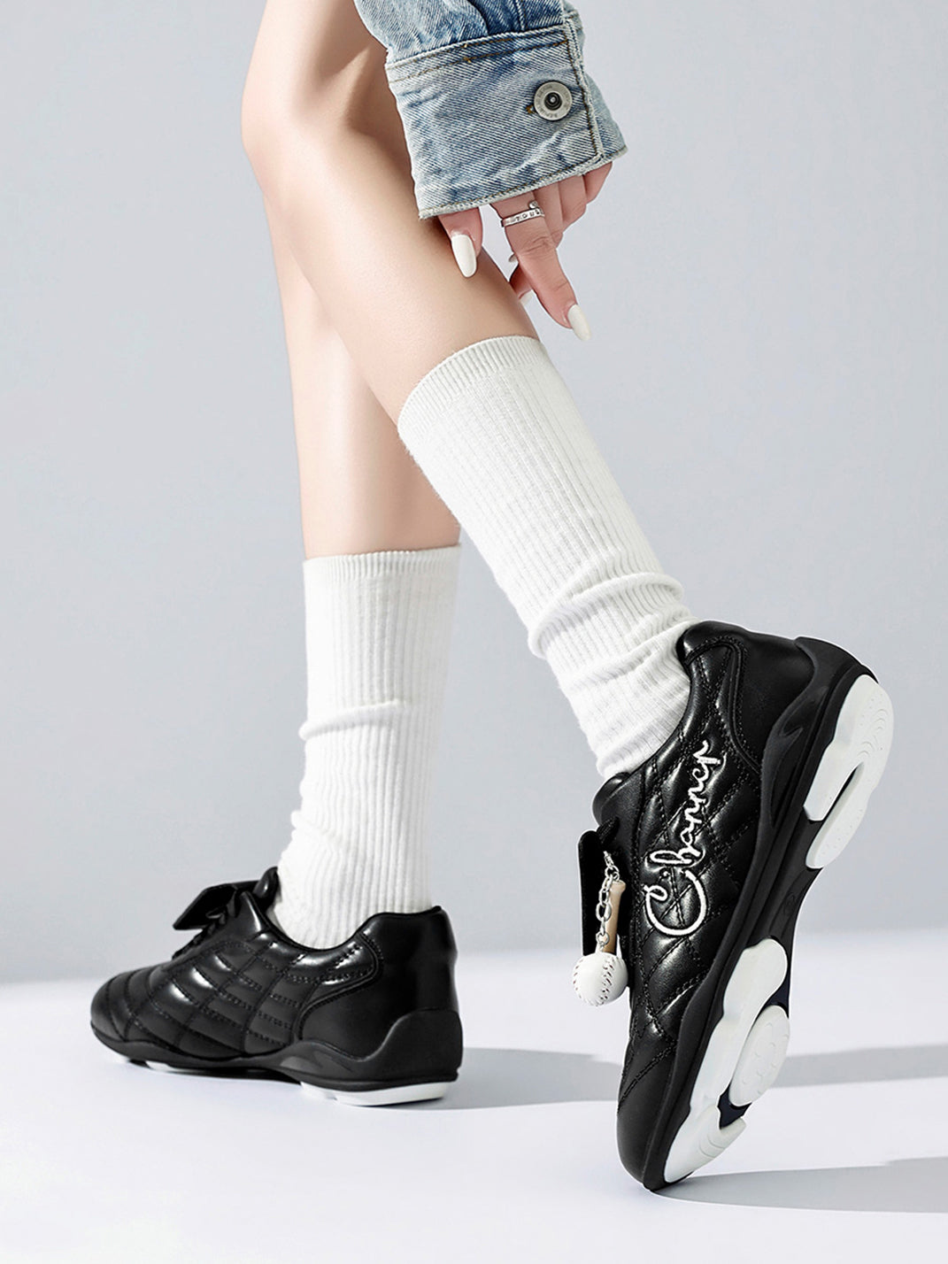 Black Patent Foldover-Tongue Retro Sneakers - Skipkicks