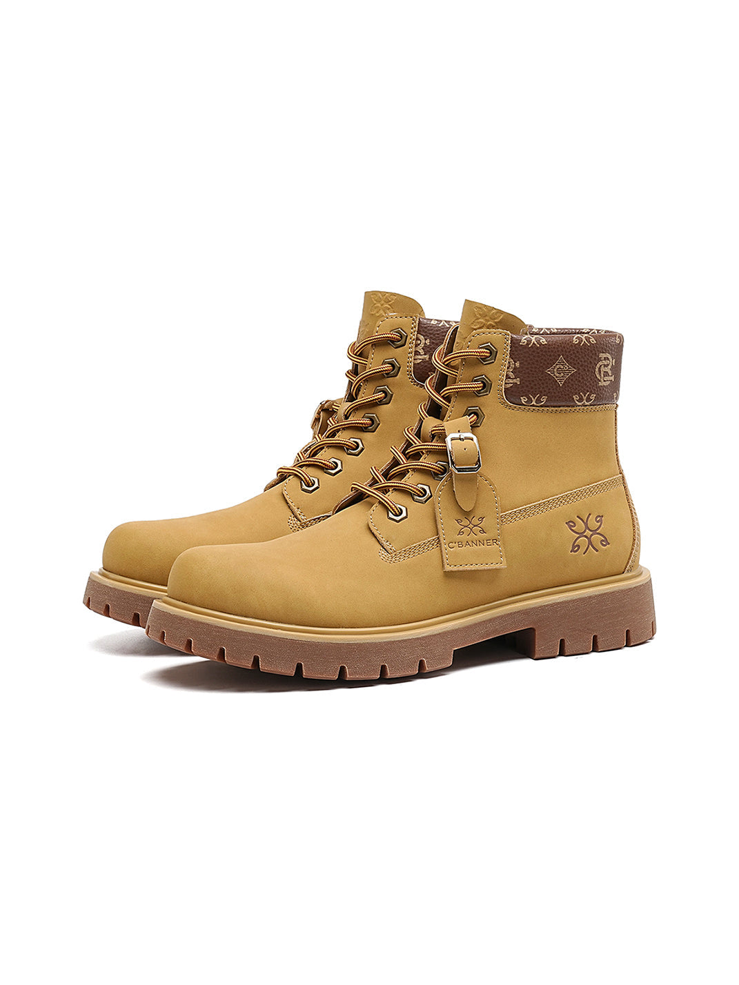 Wheat Contrast-Stitch Lug-Sole Work Boots - Skipkicks