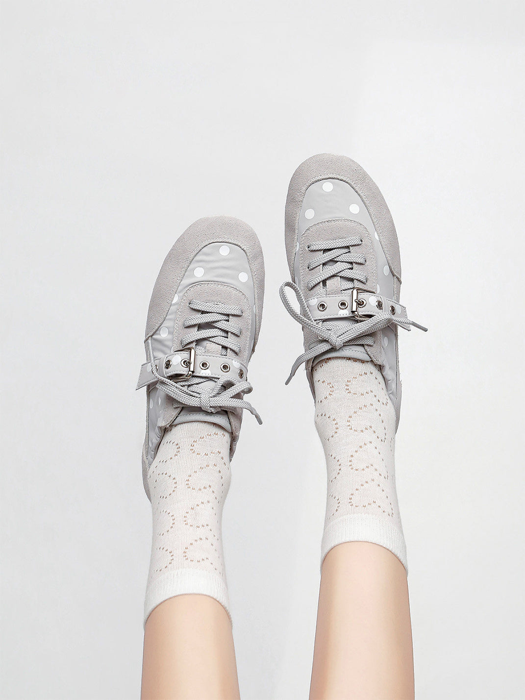 Polka-Dot Strap Low-Profile Ballet Sneakers - Skipkicks