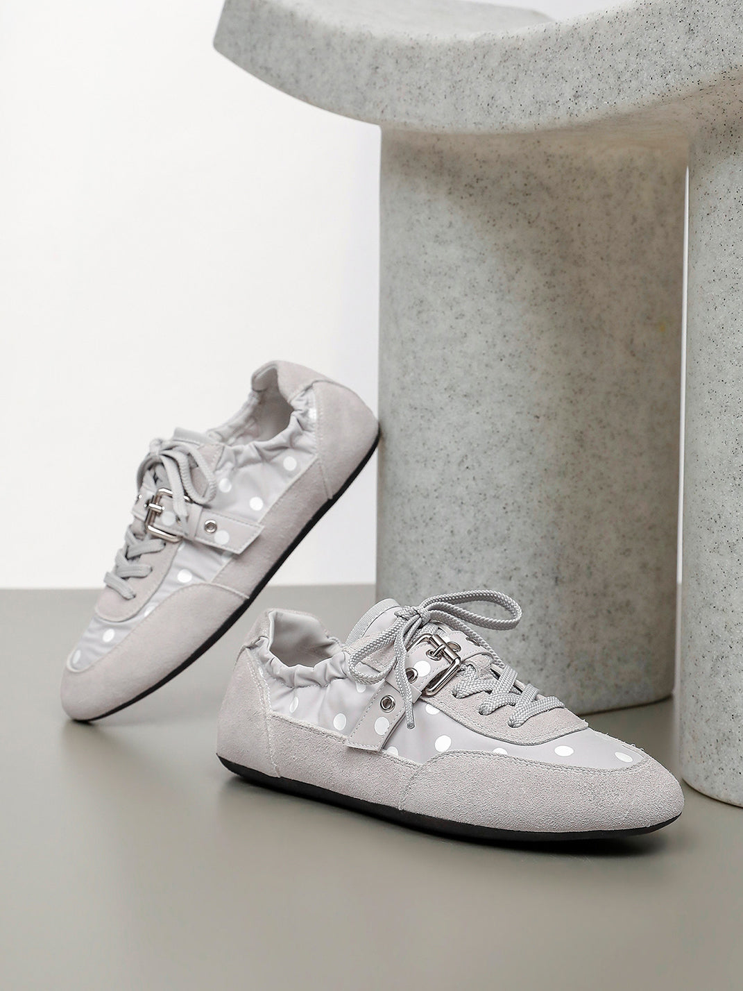 Polka-Dot Strap Low-Profile Ballet Sneakers - Skipkicks