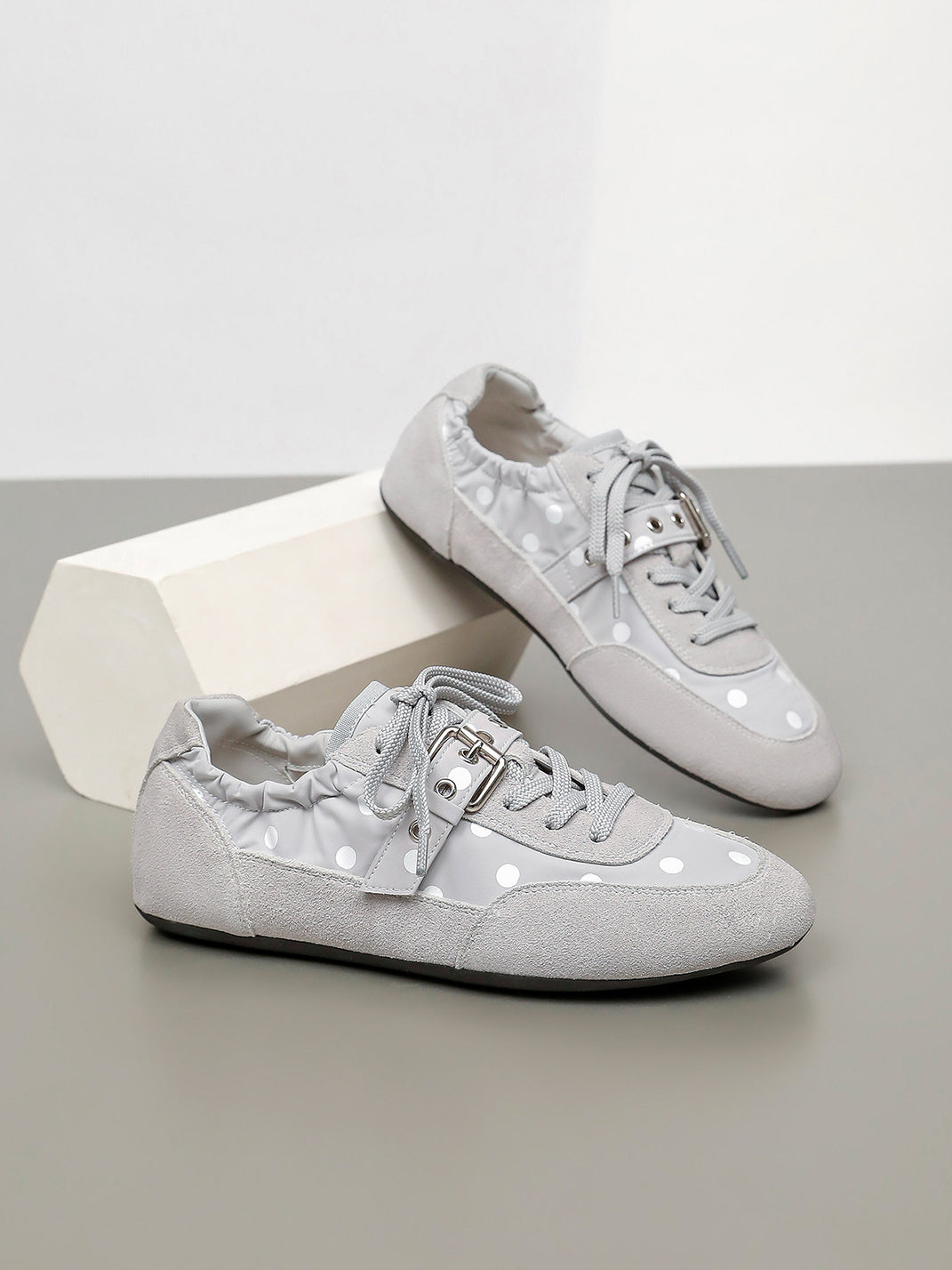 Polka-Dot Strap Low-Profile Ballet Sneakers - Skipkicks