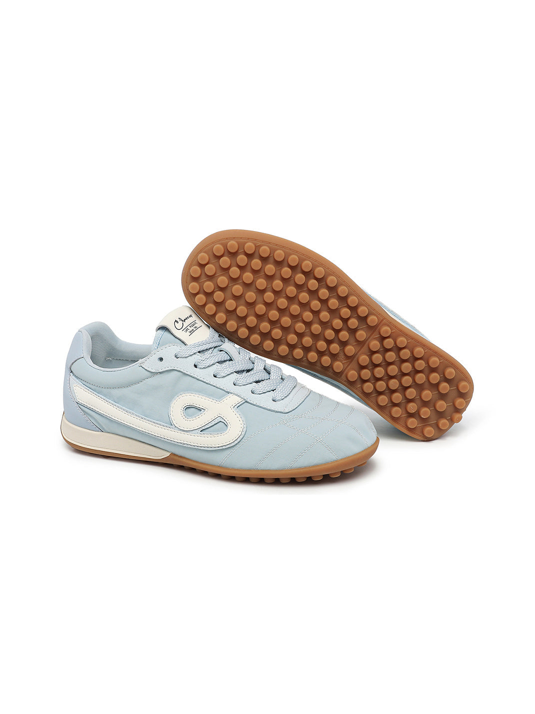 Sky Blue Quilted-Panel Gum-Sole Sneakers - Skipkicks