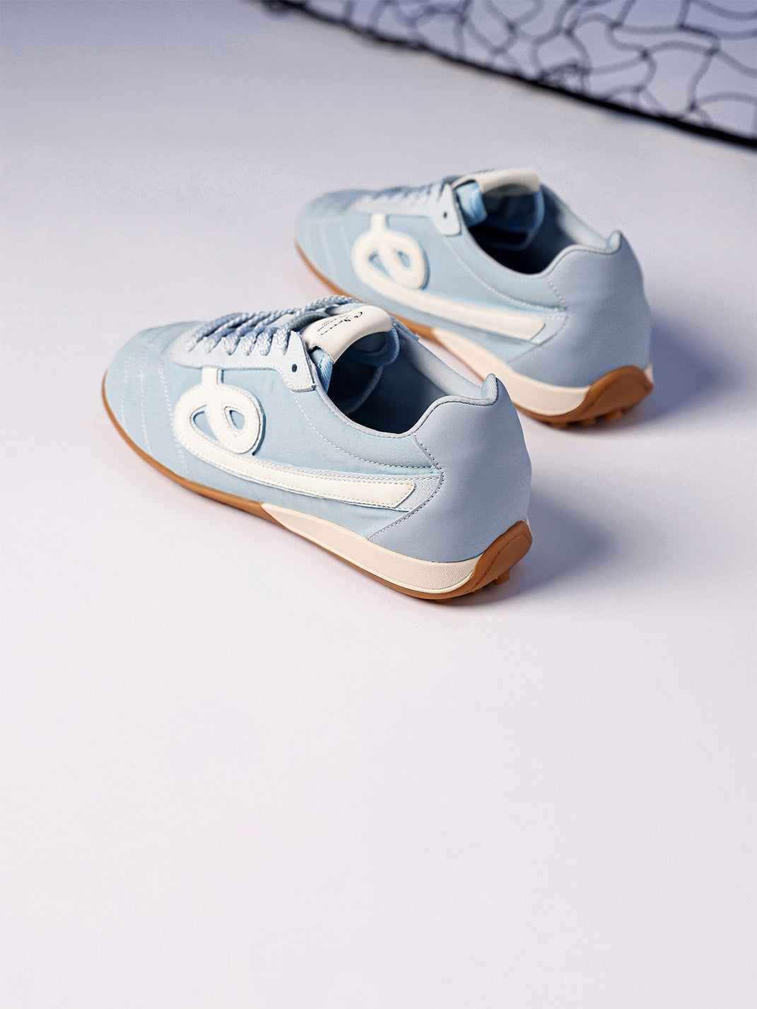 Sky Blue Quilted-Panel Gum-Sole Sneakers - Skipkicks