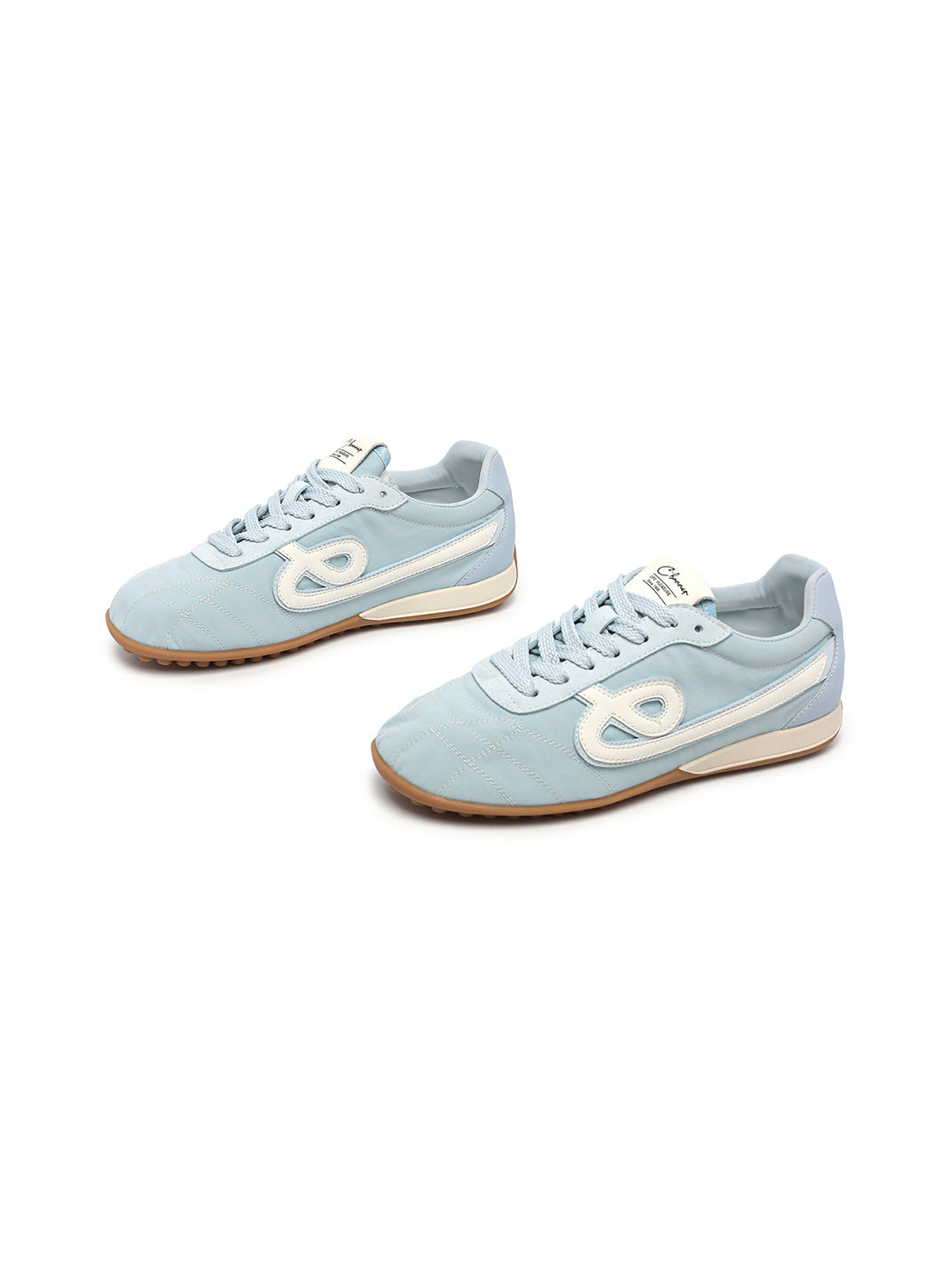 Sky Blue Quilted-Panel Gum-Sole Sneakers - Skipkicks
