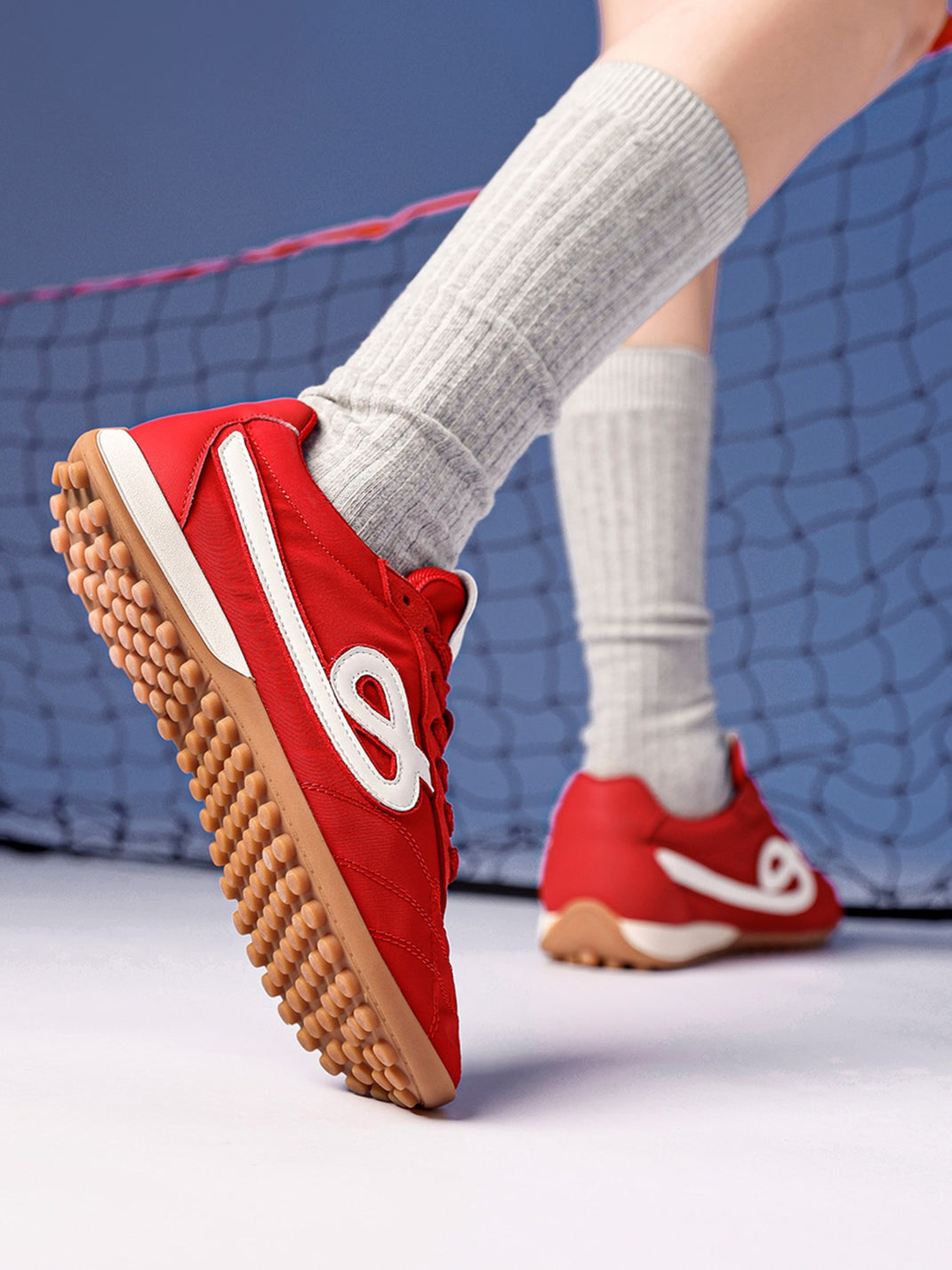 Crimson Quilted-Panel Gum-Sole Sneakers - Skipkicks