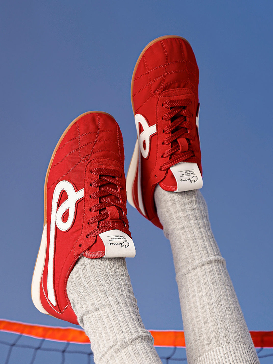 Crimson Quilted-Panel Gum-Sole Sneakers - Skipkicks