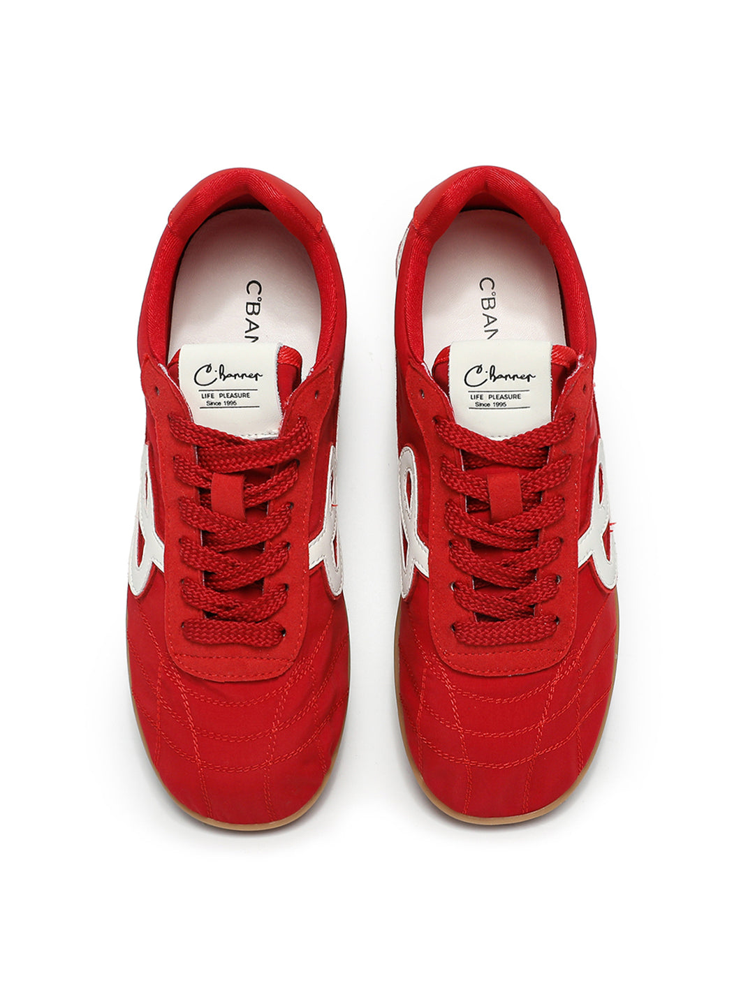 Crimson Quilted-Panel Gum-Sole Sneakers - Skipkicks