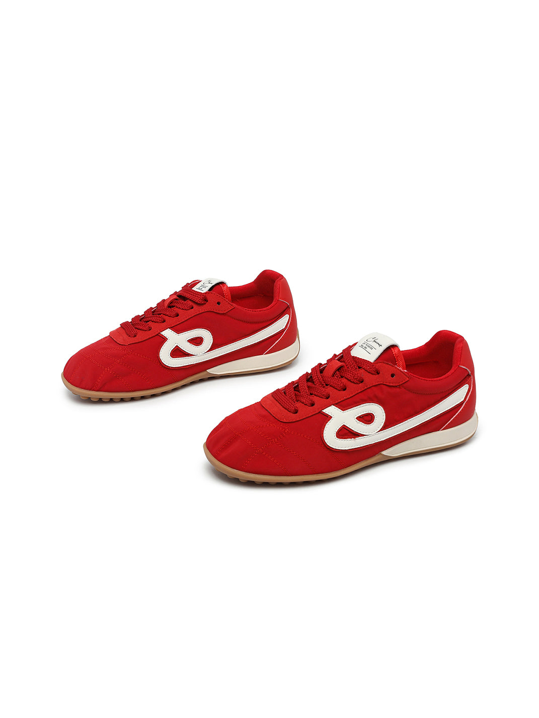 Crimson Quilted-Panel Gum-Sole Sneakers - Skipkicks