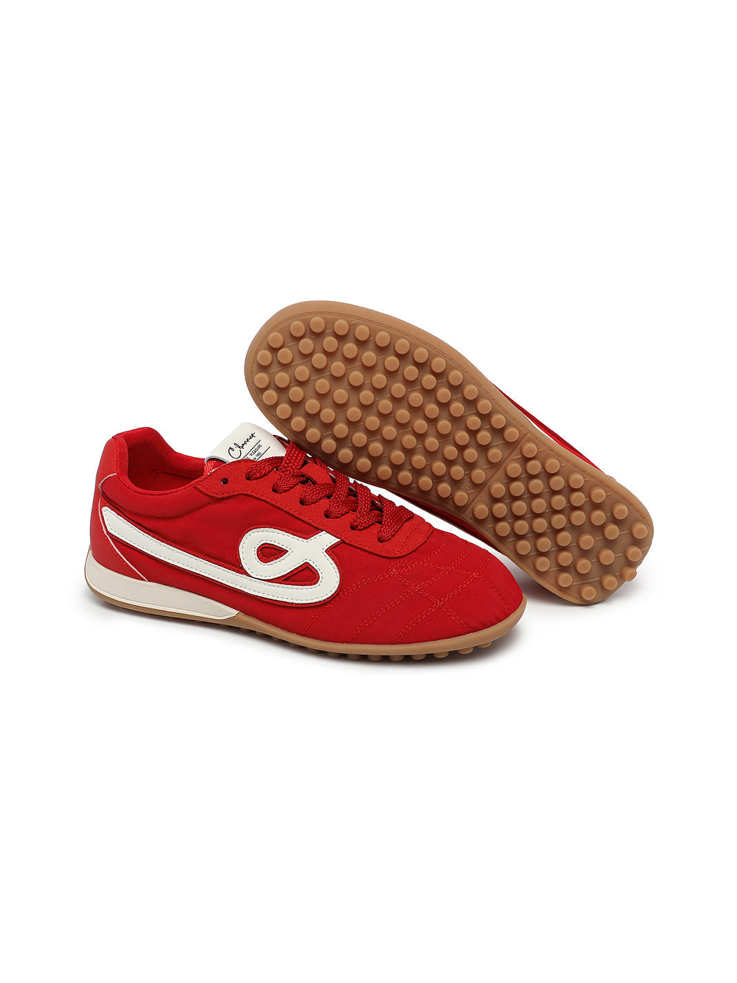 Crimson Quilted-Panel Gum-Sole Sneakers - Skipkicks