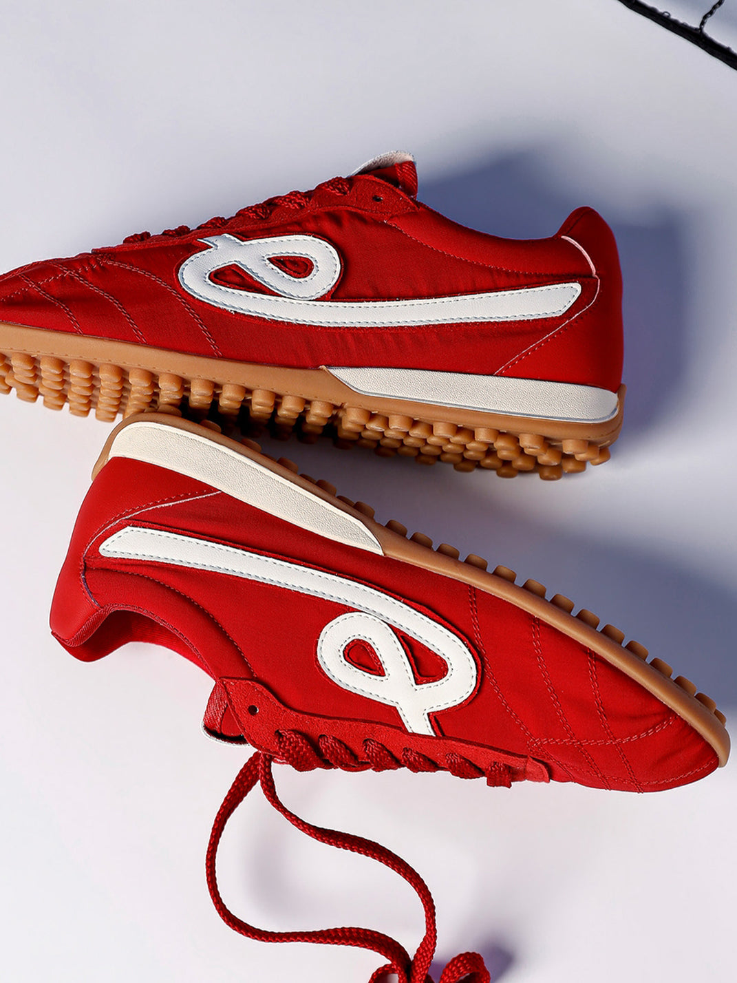 Crimson Quilted-Panel Gum-Sole Sneakers - Skipkicks
