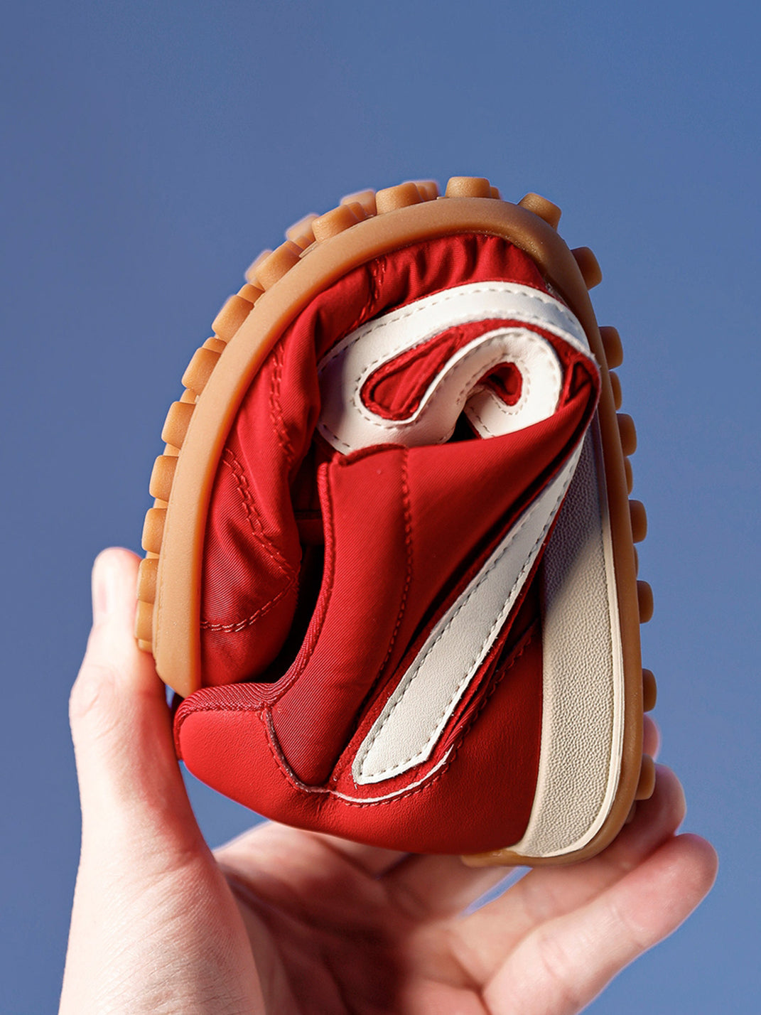 Crimson Quilted-Panel Gum-Sole Sneakers - Skipkicks