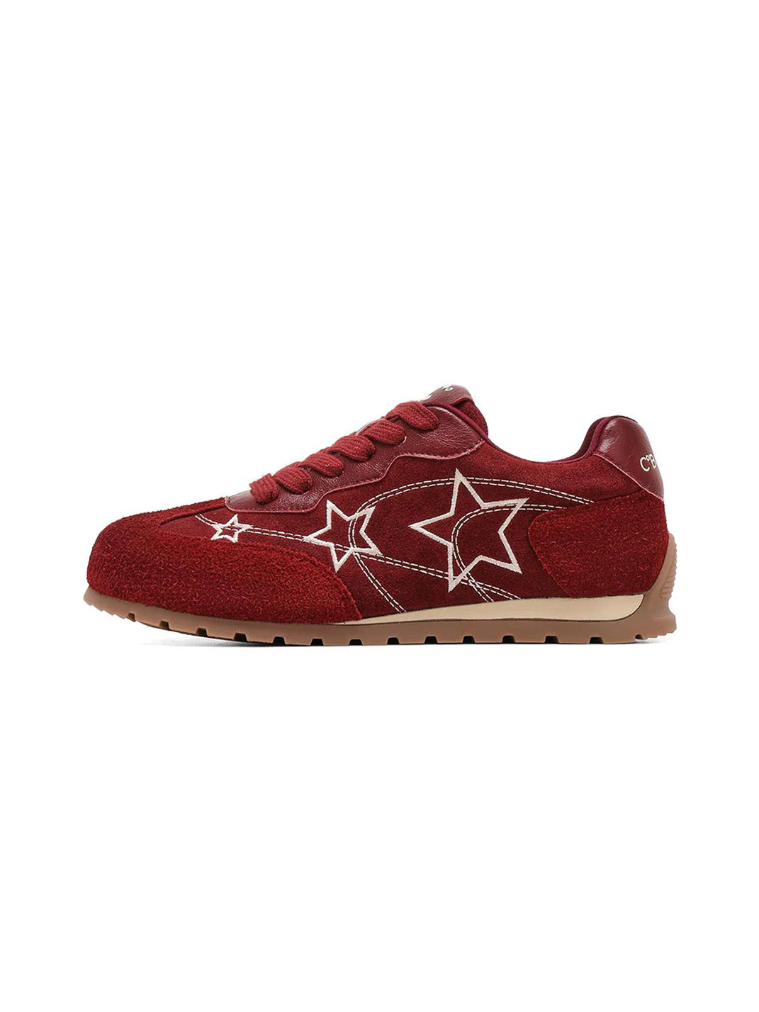 Burgundy Star-Outline Retro Low-Top Sneakers - Skipkicks