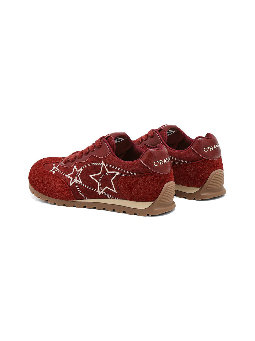 Burgundy Star-Outline Retro Low-Top Sneakers - Skipkicks