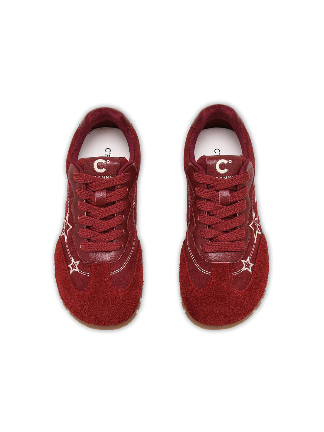 Burgundy Star-Outline Retro Low-Top Sneakers - Skipkicks