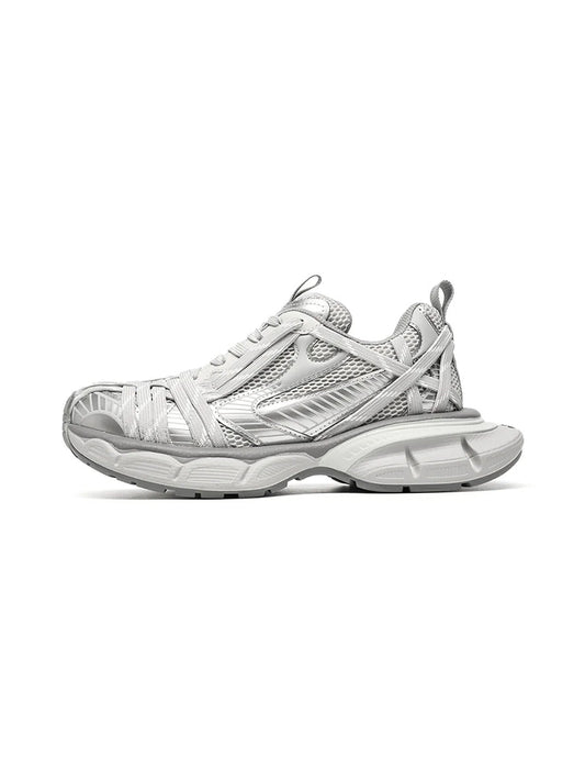 Silver Layered-Mesh Chunky Runner Sneakers - Skipkicks