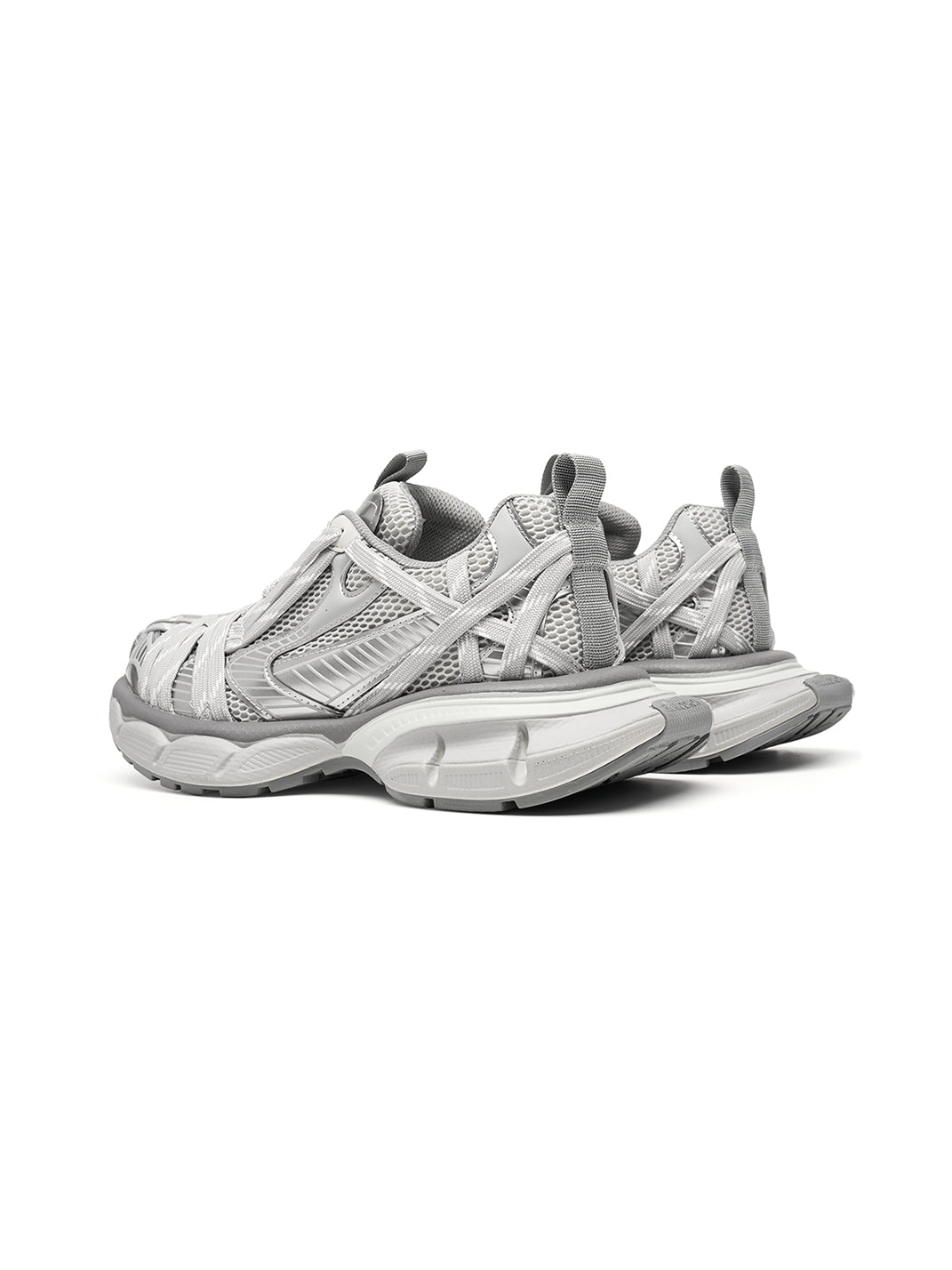 Silver Layered-Mesh Chunky Runner Sneakers - Skipkicks