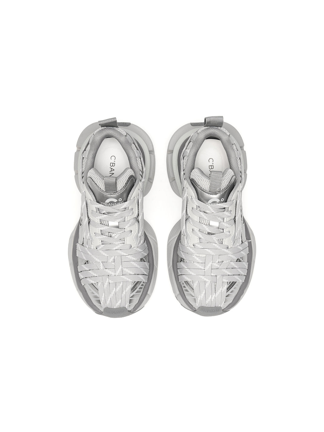 Silver Layered-Mesh Chunky Runner Sneakers - Skipkicks