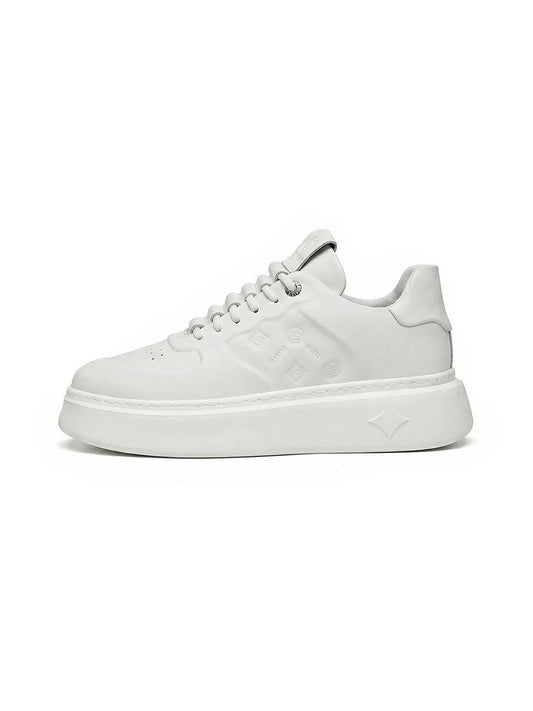 White Monogram-Texture Chunky Platform Sneakers - Skipkicks