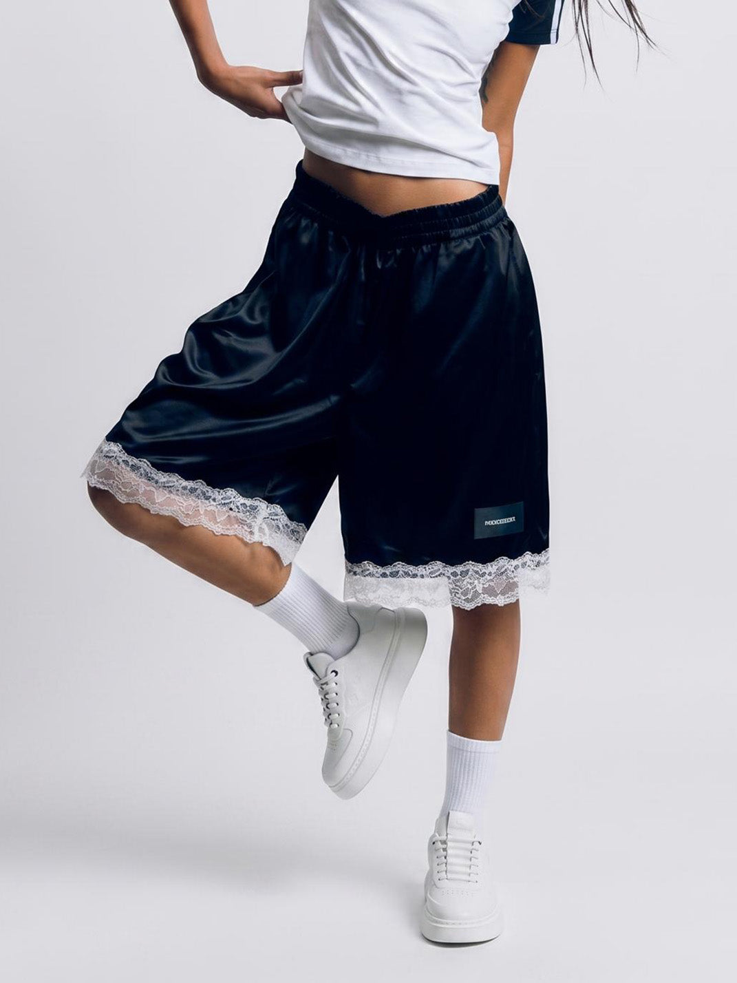 White Monogram-Texture Chunky Platform Sneakers - Skipkicks