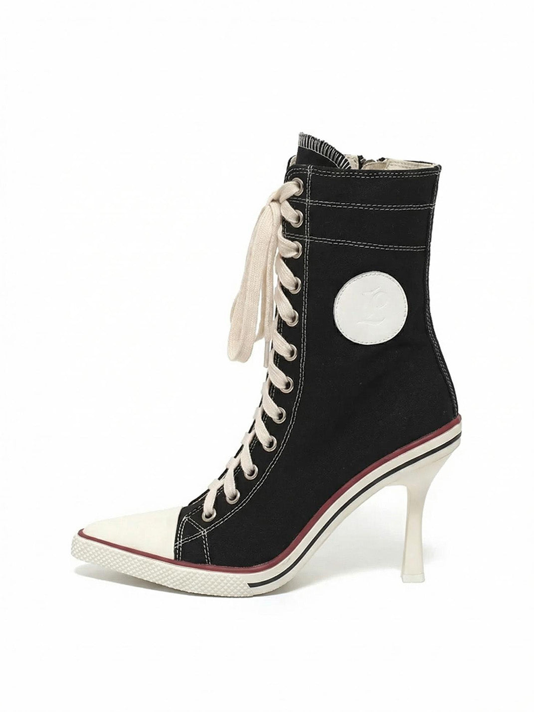 Canvas Lace-Up Stiletto Sneaker Boots - Skipkicks