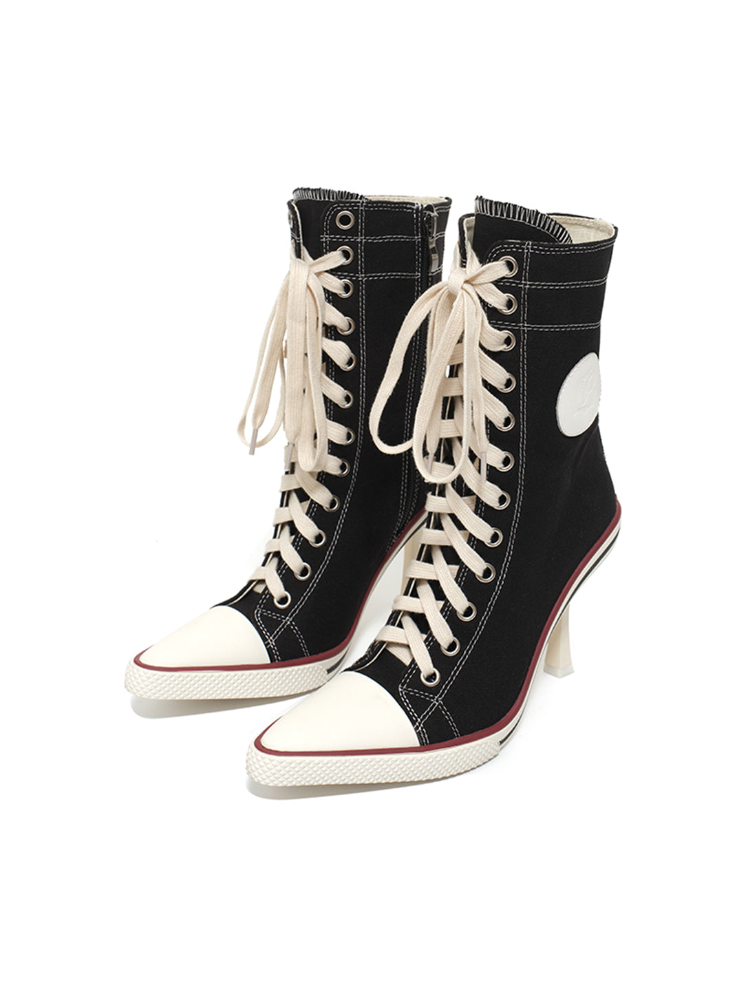 Canvas Lace-Up Stiletto Sneaker Boots - Skipkicks