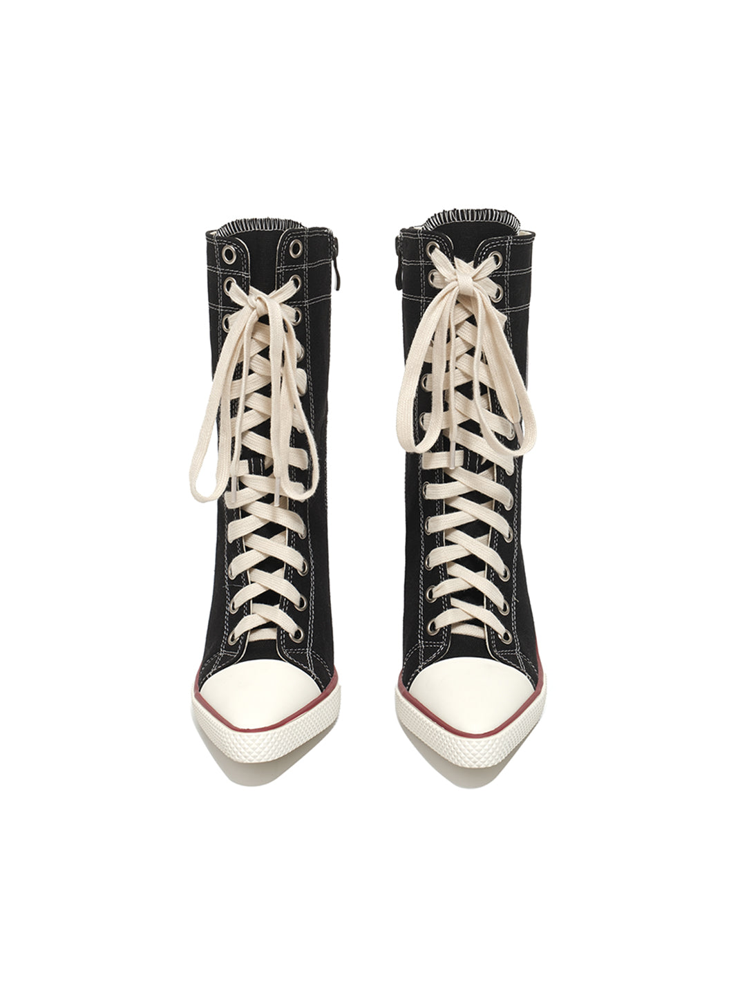 Canvas Lace-Up Stiletto Sneaker Boots - Skipkicks