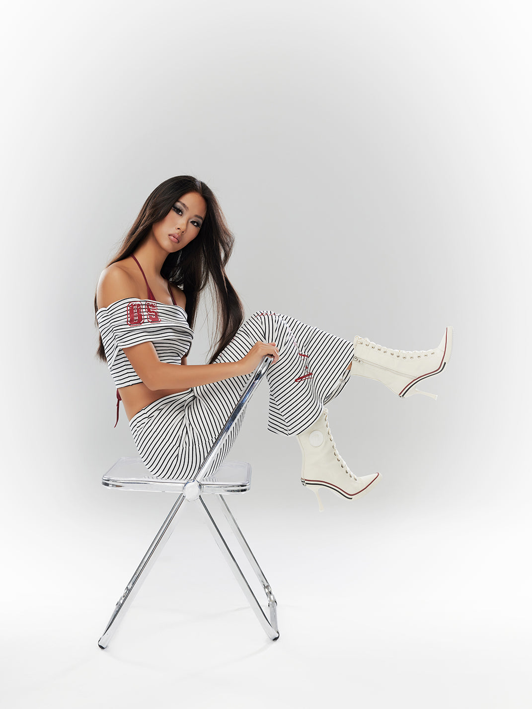 Canvas Lace-Up Stiletto Sneaker Boots - Skipkicks
