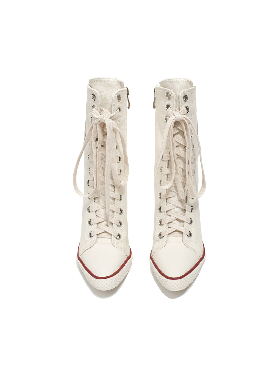 Canvas Lace-Up Stiletto Sneaker Boots - Skipkicks