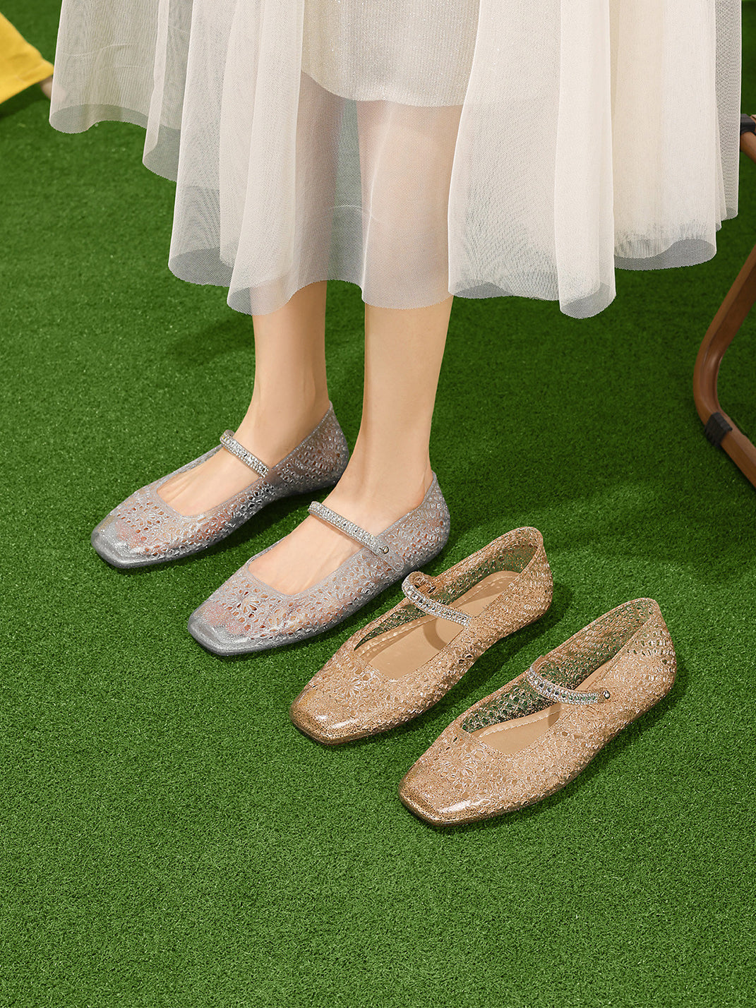 Crystal Glitter Mary Jane Ballet Flats - Skipkicks