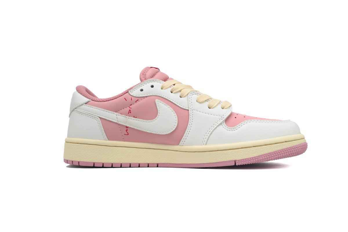Custom Air Jordan 1 Low White Pink Travis Scott Edition SneakerNational