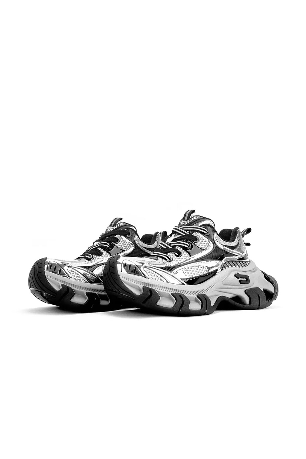Gray-Teal Papillon Platform Sneakers