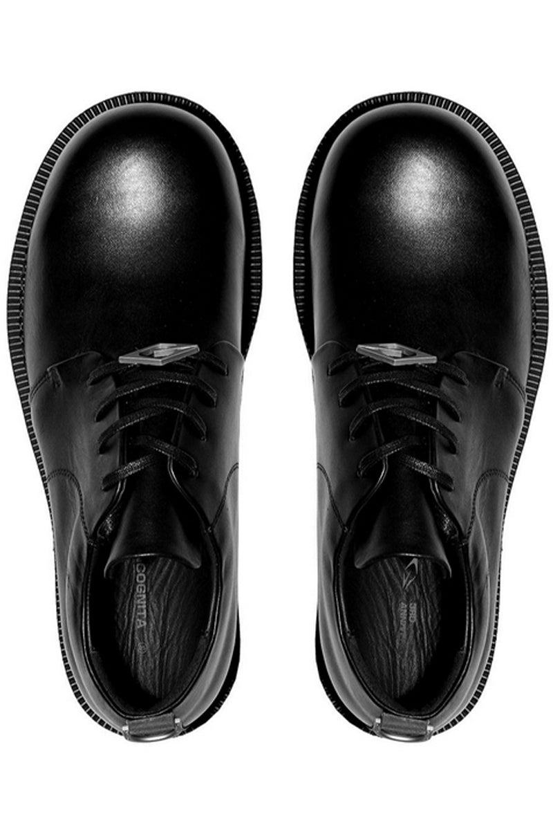 Black Leather Platform Derby Shoes - Skipkicks