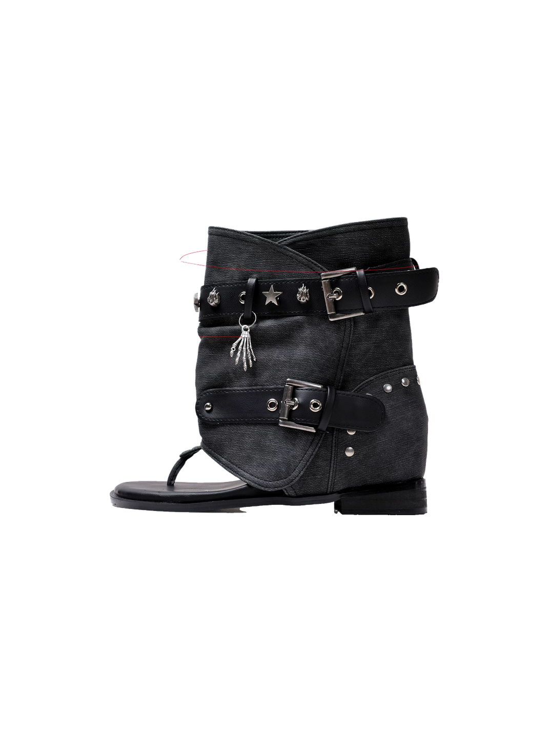 Denim Thong Buckle Ankle Sandal Boots - Skipkicks