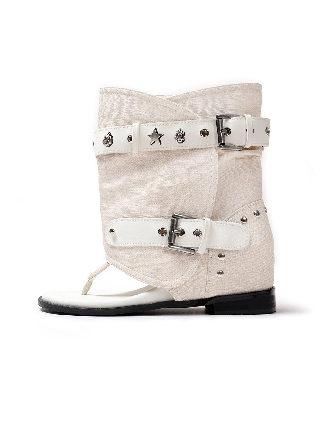 Denim Thong Buckle Ankle Sandal Boots - Skipkicks