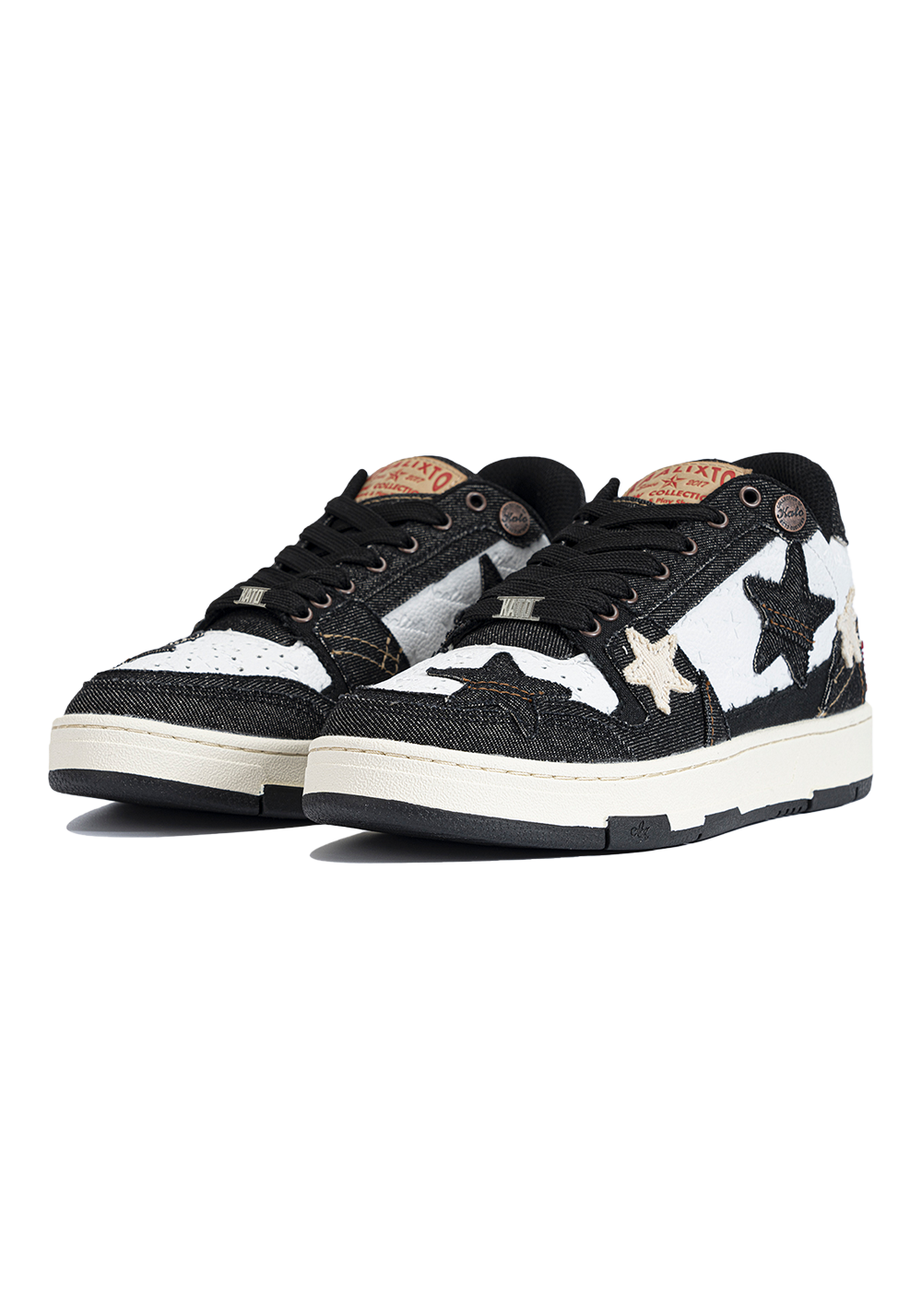 Distressed Denim Star Low-Top Sneakers - Skipkicks