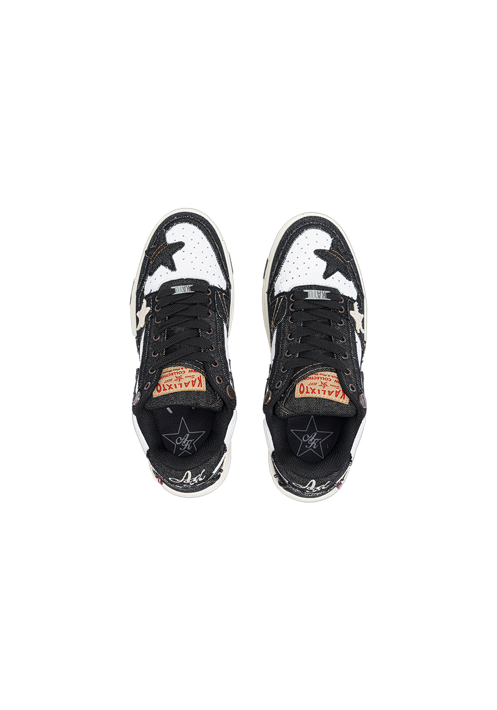 Distressed Denim Star Low-Top Sneakers - Skipkicks