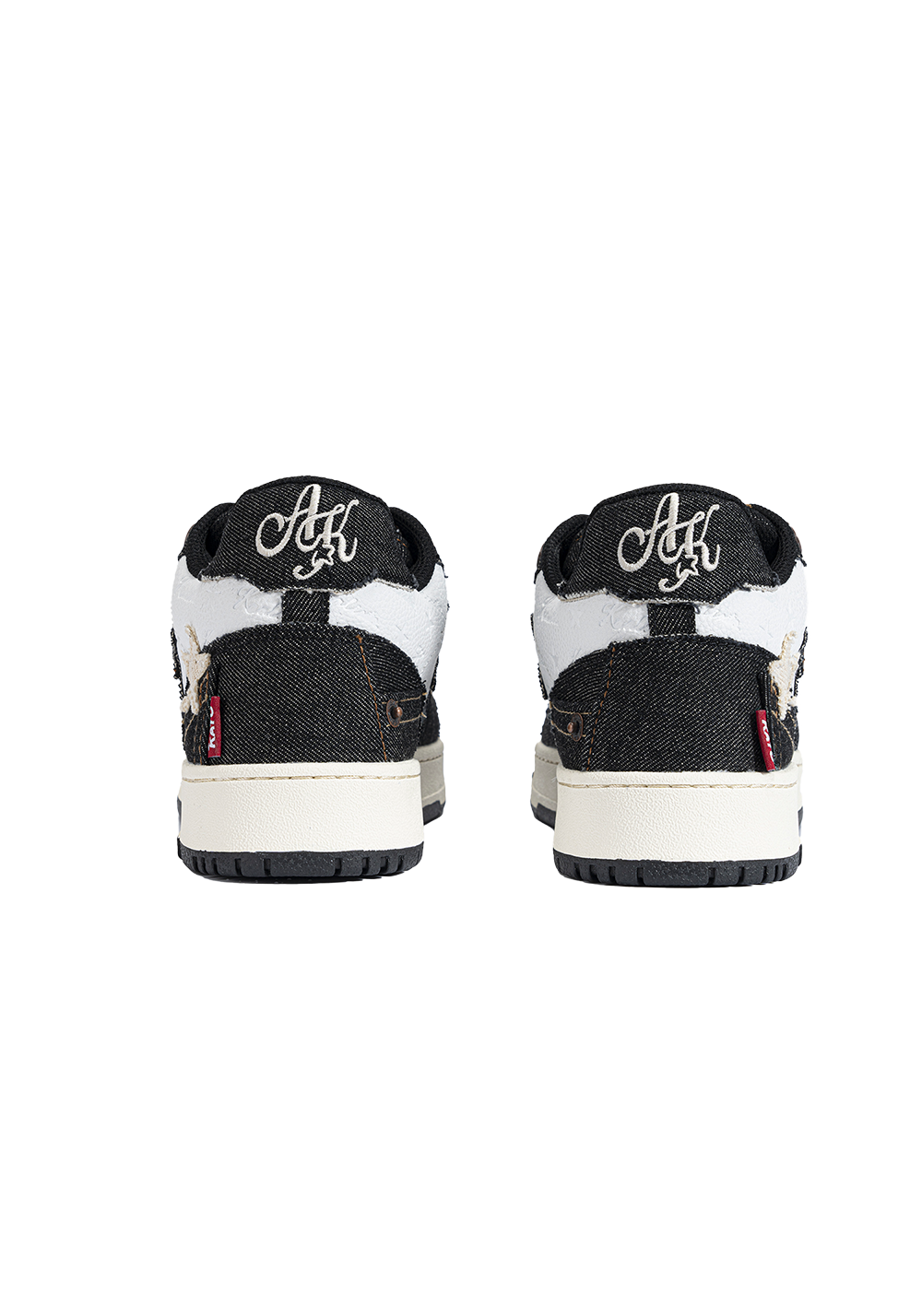 Distressed Denim Star Low-Top Sneakers - Skipkicks