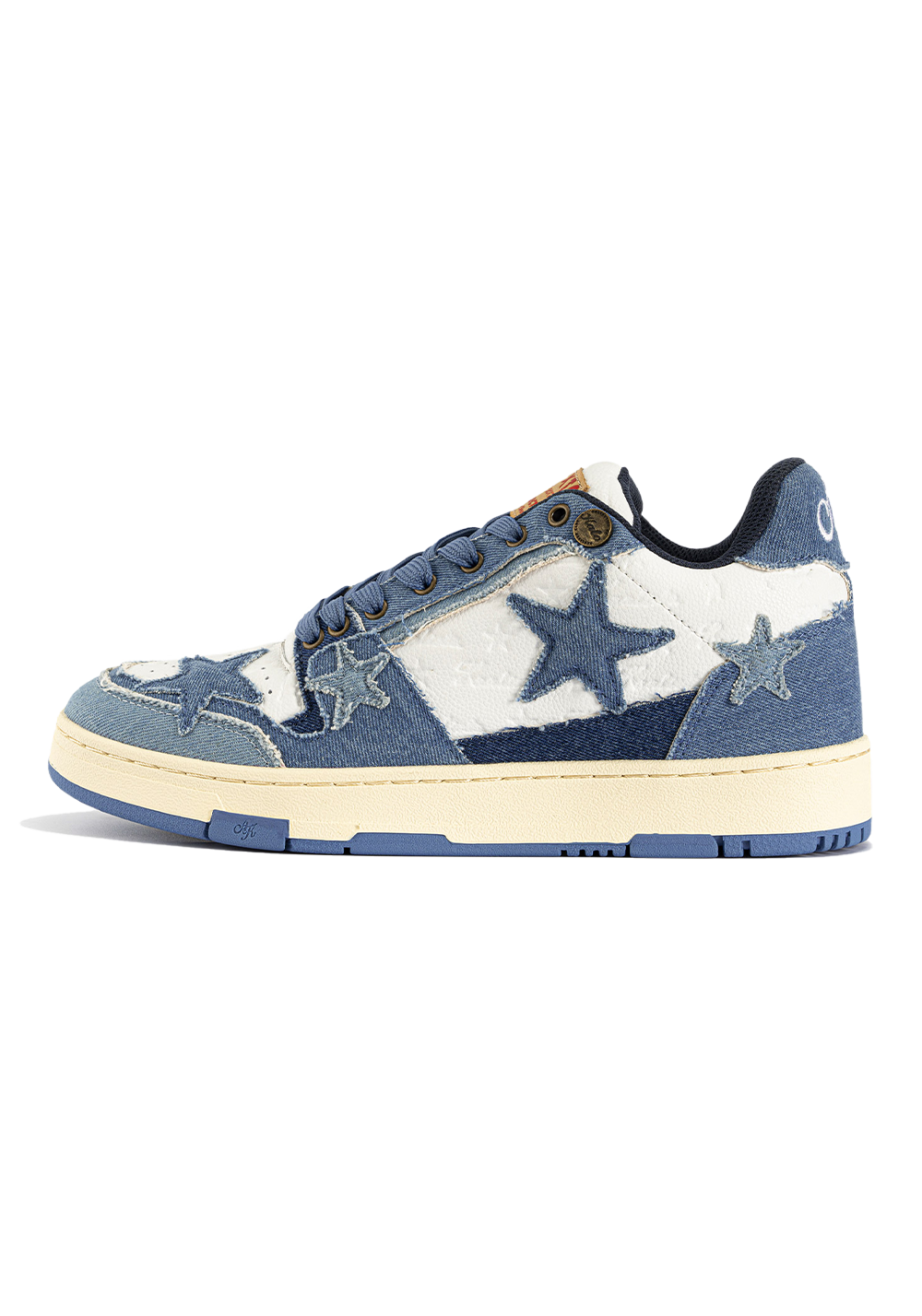 Distressed Denim Star Low-Top Sneakers - Skipkicks