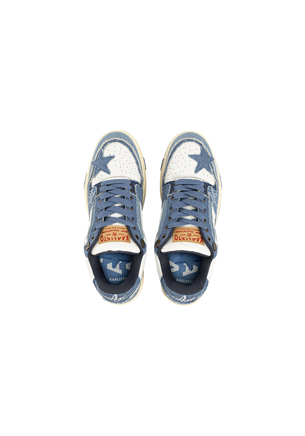 Distressed Denim Star Low-Top Sneakers - Skipkicks
