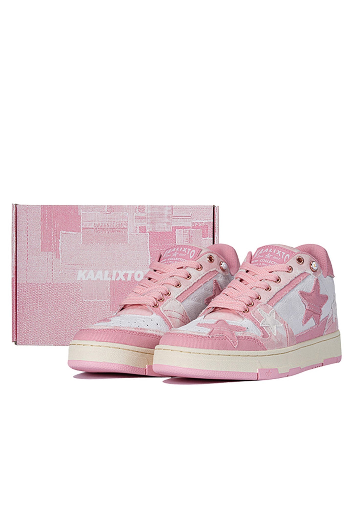 Distressed Denim Star Low-Top Sneakers - Skipkicks