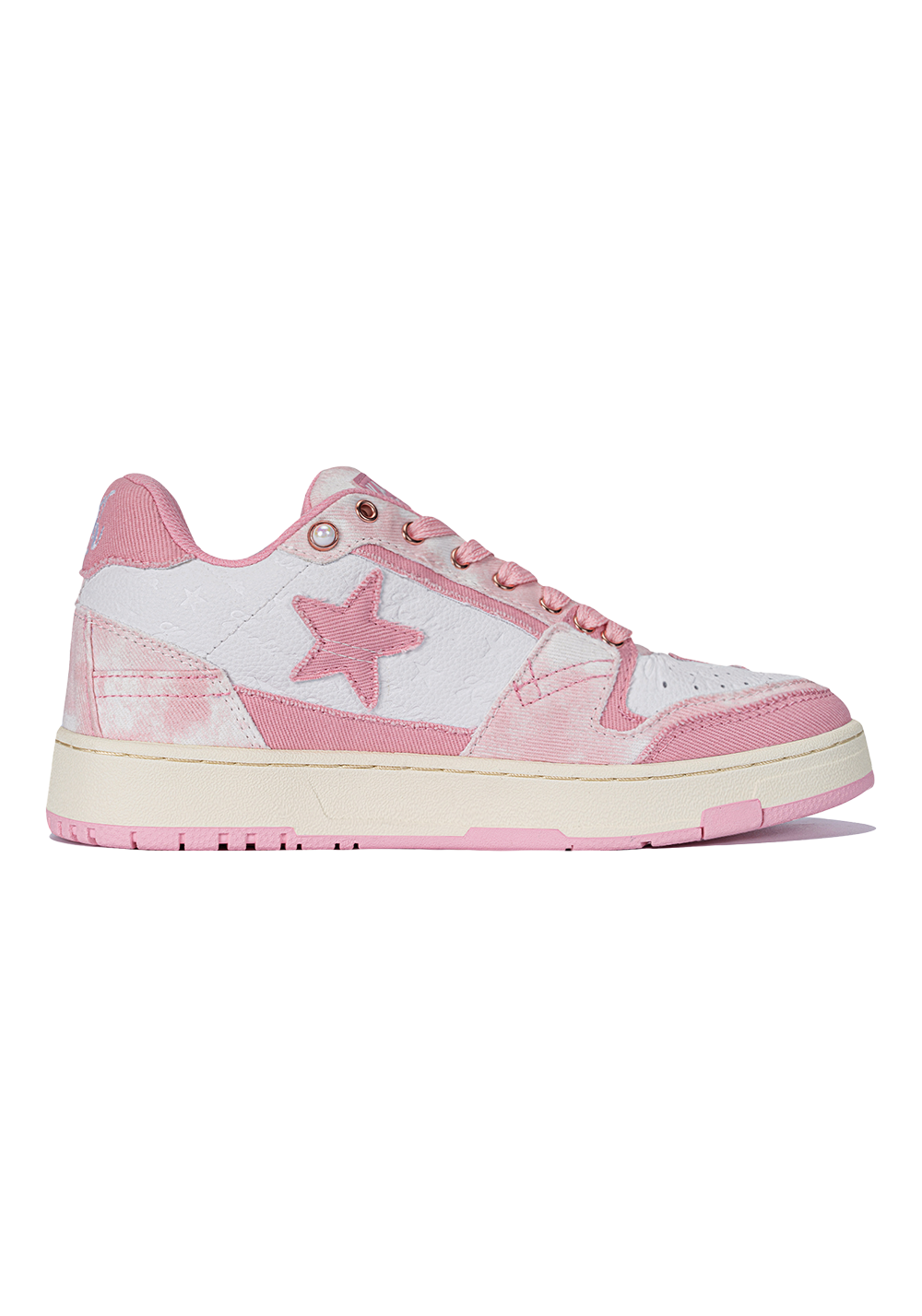 Distressed Denim Star Low-Top Sneakers - Skipkicks
