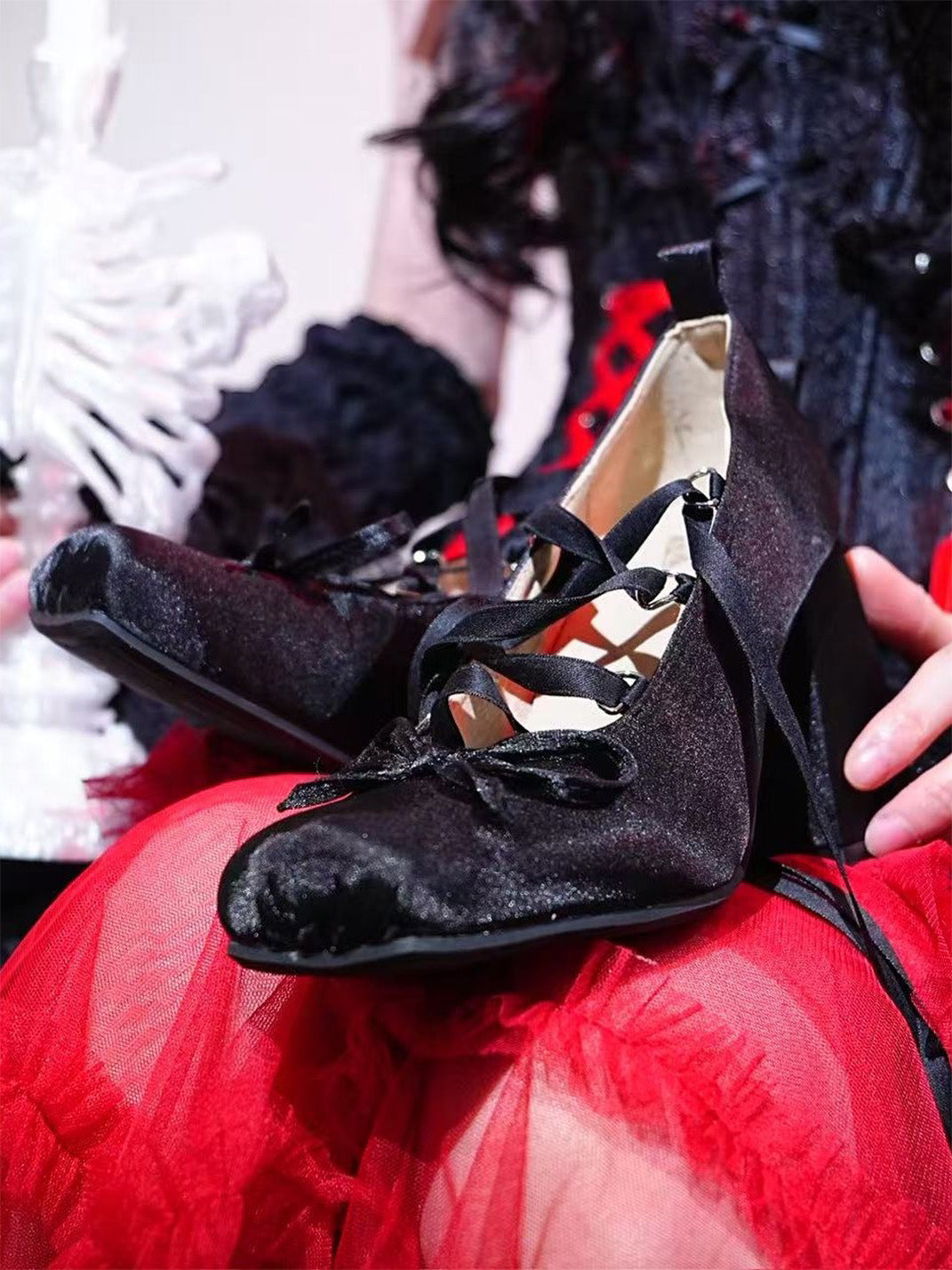 Bow-Tied Satin 9 cm Mary Jane Pumps - Skipkicks