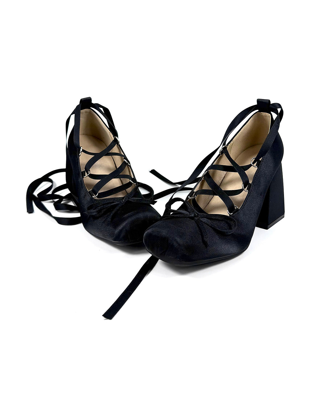 Bow-Tied Satin 9 cm Mary Jane Pumps - Skipkicks
